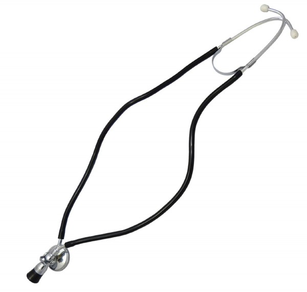 Stethoskop Edelstahl mit schwarzen Schläuchen, Gesamtlänge 63 cm