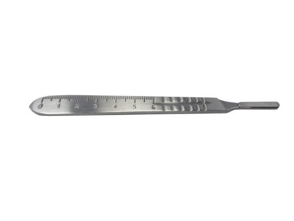 Skalpellgriff, Klingenhalter Größe 3, mit Skala von 0 -6 cm